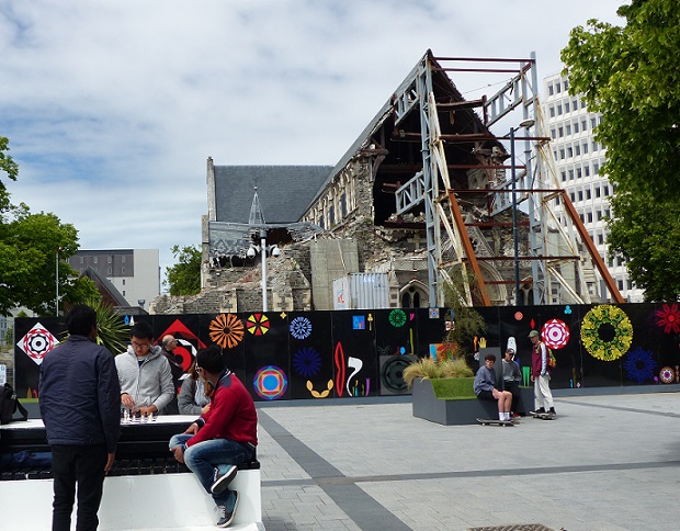 The devastated Anglican Cathedral in Christchurch, Dec 2015
